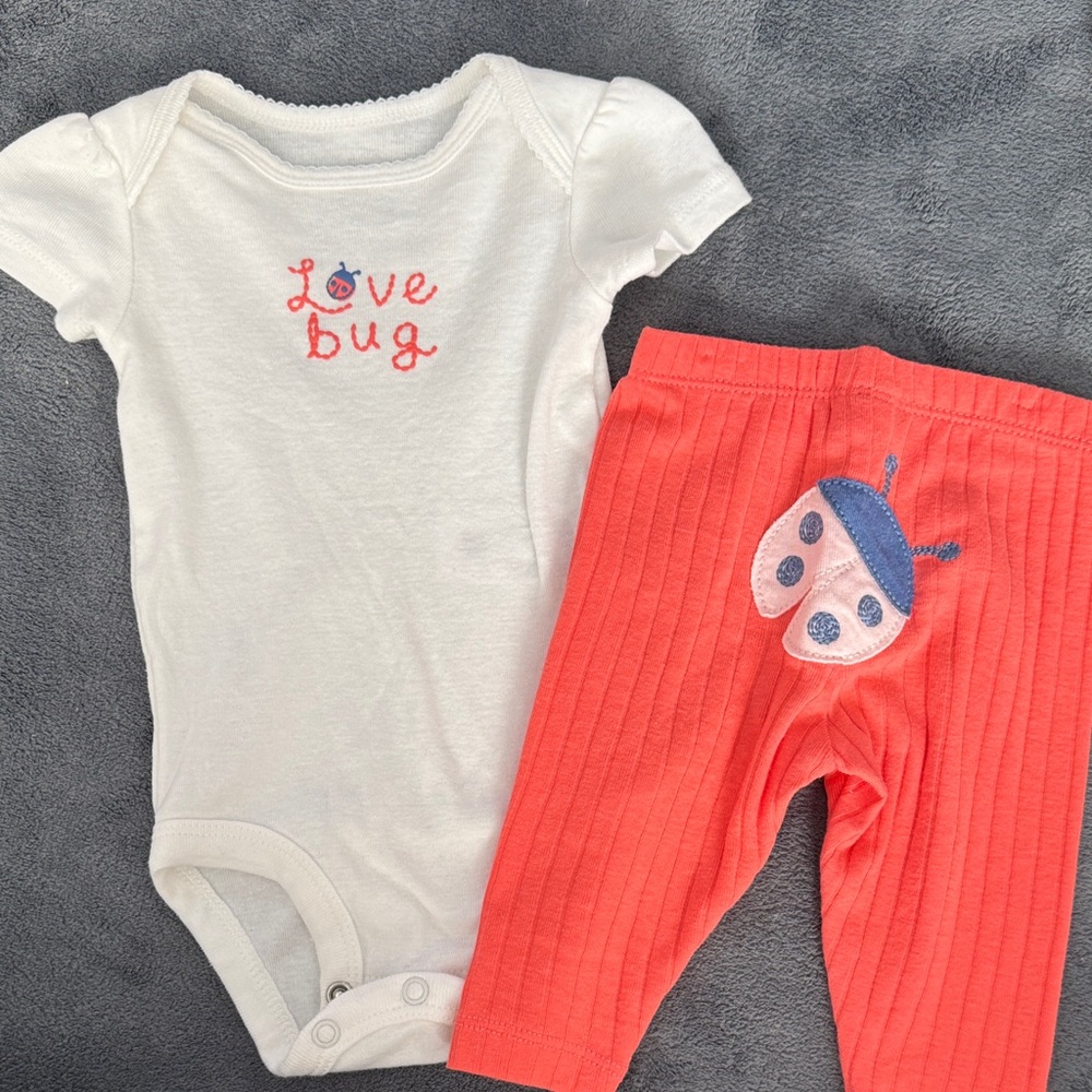 4 floral/ladybug two piece sets - 3month